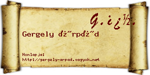 Gergely Árpád névjegykártya