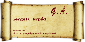 Gergely Árpád névjegykártya